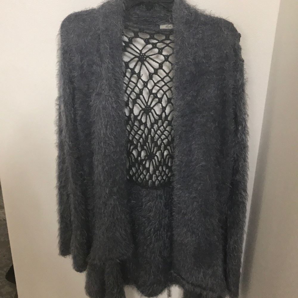 Gray fur cardigan